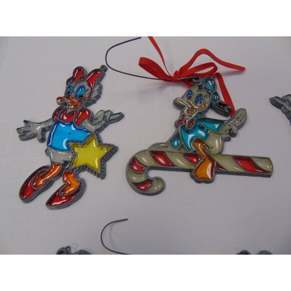 Vtg 1980's Mickey Mouse Set Of 7 "Stained Glass" Christmas Ornaments Handmade - Picture 2 of 4